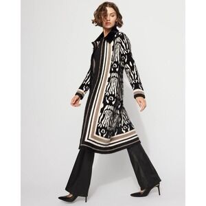 White‎ House Black Market NWT Sweater Coat XS Jacquard Leopard Tie Waist $270